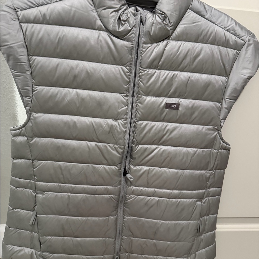 FIGS Silver Quilted Puffer Vest